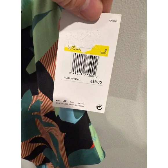 Nike Swimsuit Womens Small Black Green Swoosh Logo Keyhole Zipper Back One-Piece - Picture 4 of 9